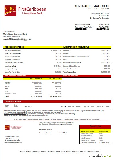 Grenade CBIC banque relevé hypothécaire scr